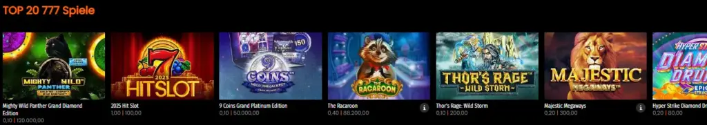 Auswahl an Spielautomaten – verschiedene Themen, Jackpots und neue Releases